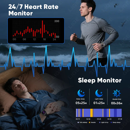 LIGE NEW Smart Watch Men 800mAh Large Battery Bluetooth Call IP67 Waterproof Smartwatch 100+Sport Health Monitor Smartwatches