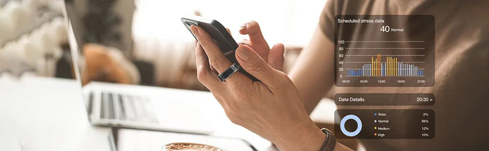 Smart Ring - Fitness Tracker with Sleep Monitor, Pedometer & 20+ Exercise Modes, IP68 Waterproof, Stainless Steel Retro-Fashion