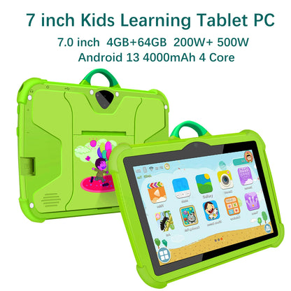 NEW 7 Inch Tablet Android 13 Children Tablet PC for Learning 4GB RAM 64GB ROM Quad Core 4000mAh Wifi 5 1024x800 IPS Kids Tablets