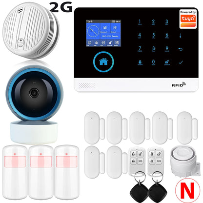 WiFi Alarm System for Home Burglar Security Tuya Smart House App Control 433MHz GSM Wireless With Motion Sensor Camera