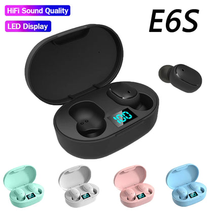 TWS E6S Wireless Earphones Bluetooth 5.0 Headphones Waterproof Earbuds LED Display HD Stereo Bass Mic for iPhone Xiaomi Huawei