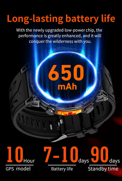 2025 Best seller Military AMOLED HD SmartWatch GPS Compass 10ATM Waterproof Tactics 170+Sport BT call SmartWatch 650Mah Battery