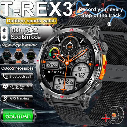 2025 Best seller Military AMOLED HD SmartWatch GPS Compass 10ATM Waterproof Tactics 170+Sport BT call SmartWatch 650Mah Battery