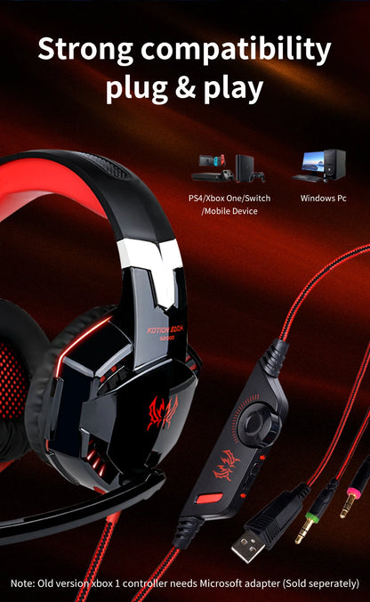 G2000 Gaming Headsets Big Headphones with Light Mic Stereo Earphones Deep Bass for PC Computer Gamer Laptop PS4 New X-BOX