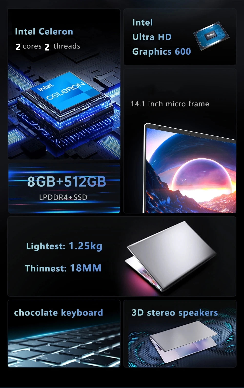 Kid 14.1-inch Intel Celeron N4000 Laptop with 128GB/256GB/512GB/1TB SSD Windows 11 Pro  Dual Core Portable Notebook for Students