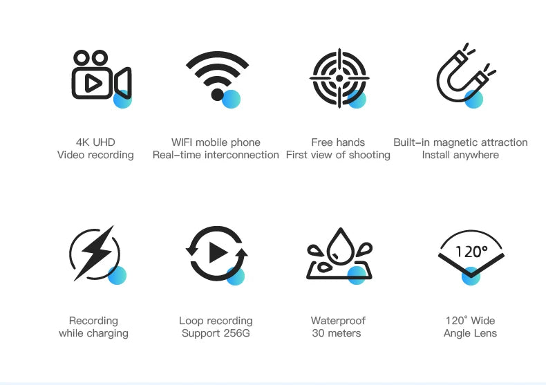 4K Action Camera FHD With Long Battery Life Video 30M Waterproof WiFi Thumb Camera Sport Action Camerahelmet Motorcycles Cam