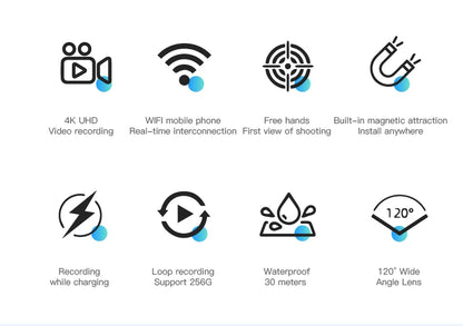 4K Action Camera FHD With Long Battery Life Video 30M Waterproof WiFi Thumb Camera Sport Action Camerahelmet Motorcycles Cam