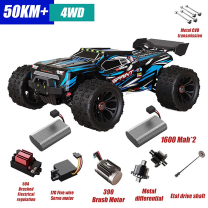 Rc Car Off Road 4x4 High Speed 80KM/H Remote Control Car with LED Headlight Brushless 4WD 1/14 Monster Truck Toys for Boys Gift