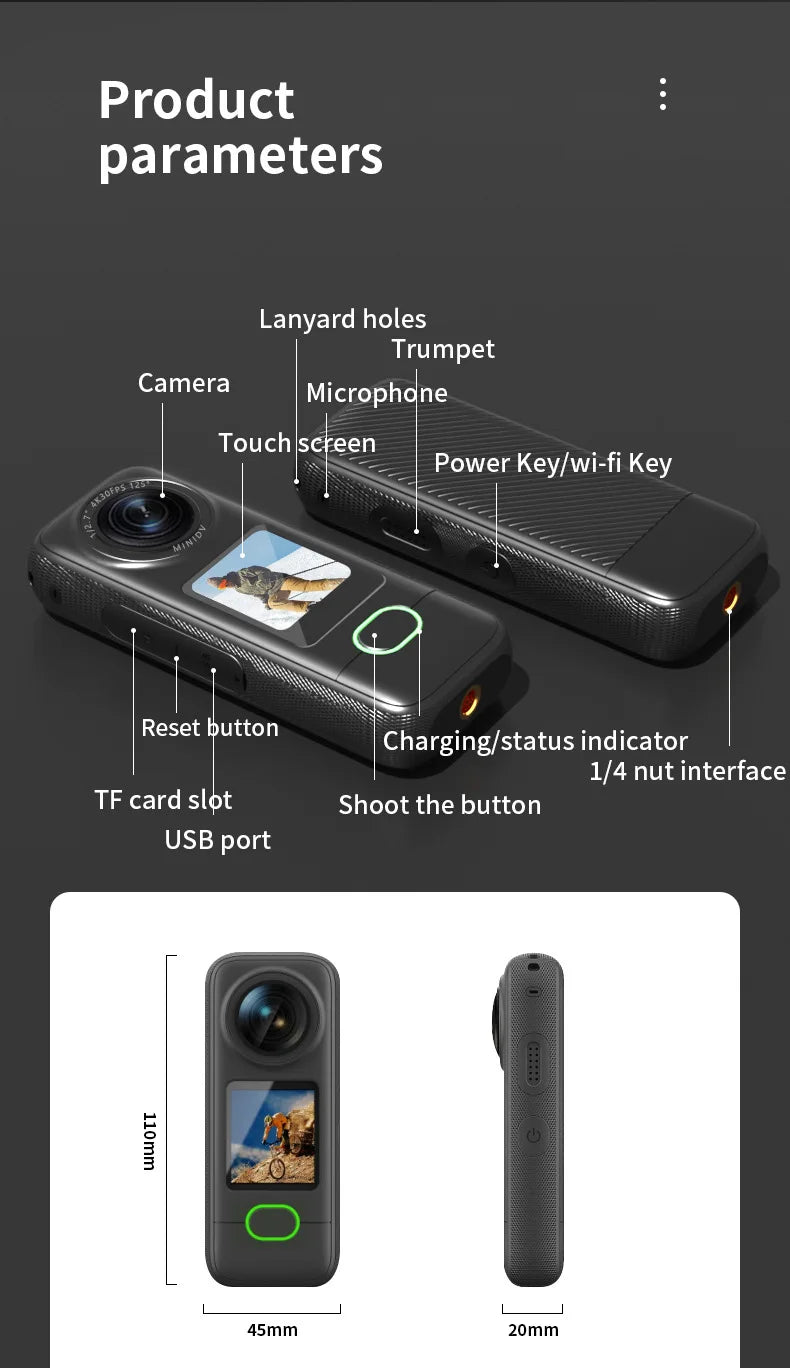 4K Action Camera HD Touch Screen Outdoor Anti Shake Sports DV Handheld Video Recorder Vlog Action Cam Pocket Body Camera