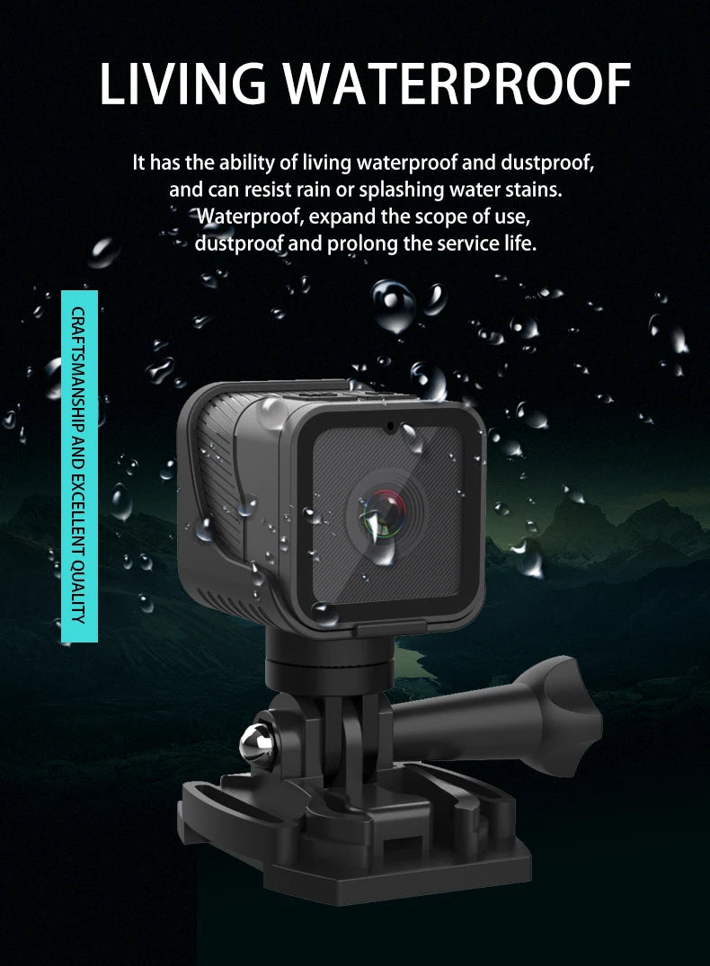 1080P HD Portable Sports Mini Camera with Hotspot WiFi Waterproof Camera, Motorcycle and Bike Camera Anti Shake Outdoor Sports