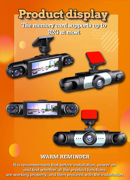 Dash Cam for Car 3/4 Channels Video Recorder 1080P Car DVR  Front inside Rotatable and Rear View Night Vision Car accessory