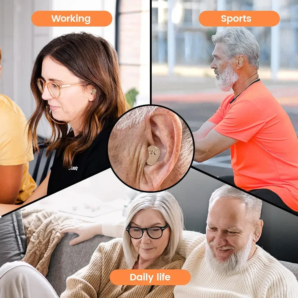 Noise-Reducing Hearing Aid Earphones Assistive Listening Earphones for the Deafness Behind Ear Adjustable Amplifier Speaker