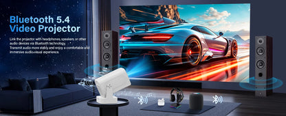 Mini Projector 4K Native HD 1080P Wifi6 Cinema Portable Projetor Built-in APP & Android System suitable for Home/Outdoor/Office