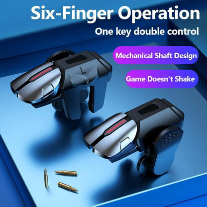 G21 1 Pair 6 Finger Game Controller Gamepad Flexible Sensitive Gaming Aim Shooting Triggers Joystick Button for PUBG Mobile