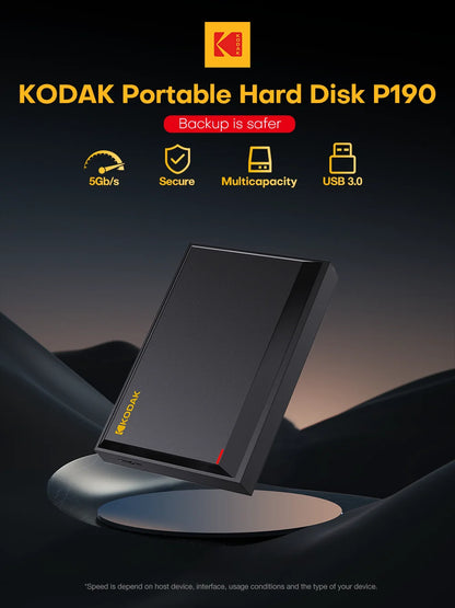 KODAK Portable External Hard Drive PHDD 500G/1TB High-Speed Storage for PC, Laptop, PS5, PS4 Lag-Free Gaming & Large File Transf