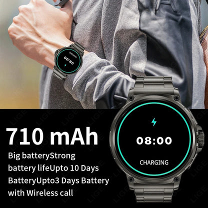 LIGE 1.85 Inch Smart Watch Men 710mAh Battery Long Standby Bluetooth Call Smartwatch New Fitness Watch Sport Tracker Andriod IOS