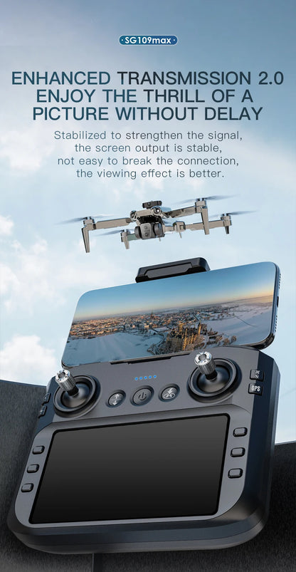 Professional SG109 MAX GPS Drone 8K Camera Aerial FPV Brush Avoiding Obstacle with Large Screen Remote Control Folding Dron