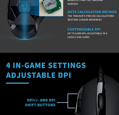 Logitech (G) G402 gaming mouse wired mouse e-sports mechanical macro programming mouse CSGO eating chicken computer competitive
