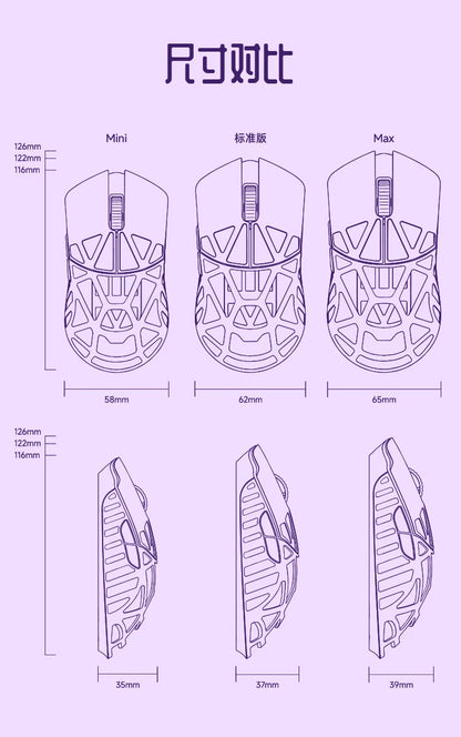 Wlmouse Mini Pro Mouse Beast X Mini Pro Mouse Magnesium Alloy Mouse Cute Lightweight Wireless Game Mouse (No holes)
