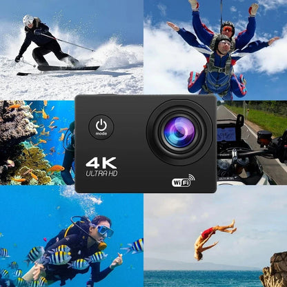 Null 4K Outdoor WiFi Action Camera Helmet Video Recording 4K/30FPS WiFi 2.0" 170DGPS 4X Zoom Underwater Waterproof Sports Camera