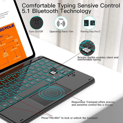 Backlit Keyboard for IPad 11th 2025 11 Inch A16 Air 13 Air11 M3 2025 Pro 11 Touch Keyboard for Galaxy Tab S10 Bluetooth Keyboard