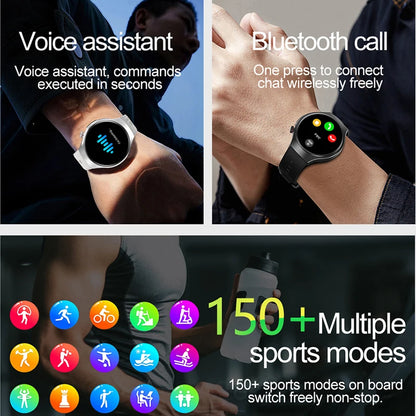 LED Outdoor Smart Watch Men 100+Sports Mode 1.53 360*360 HD AMOLED Screen LED Flashlight IP67 Waterproof Voice Call Smartwatch