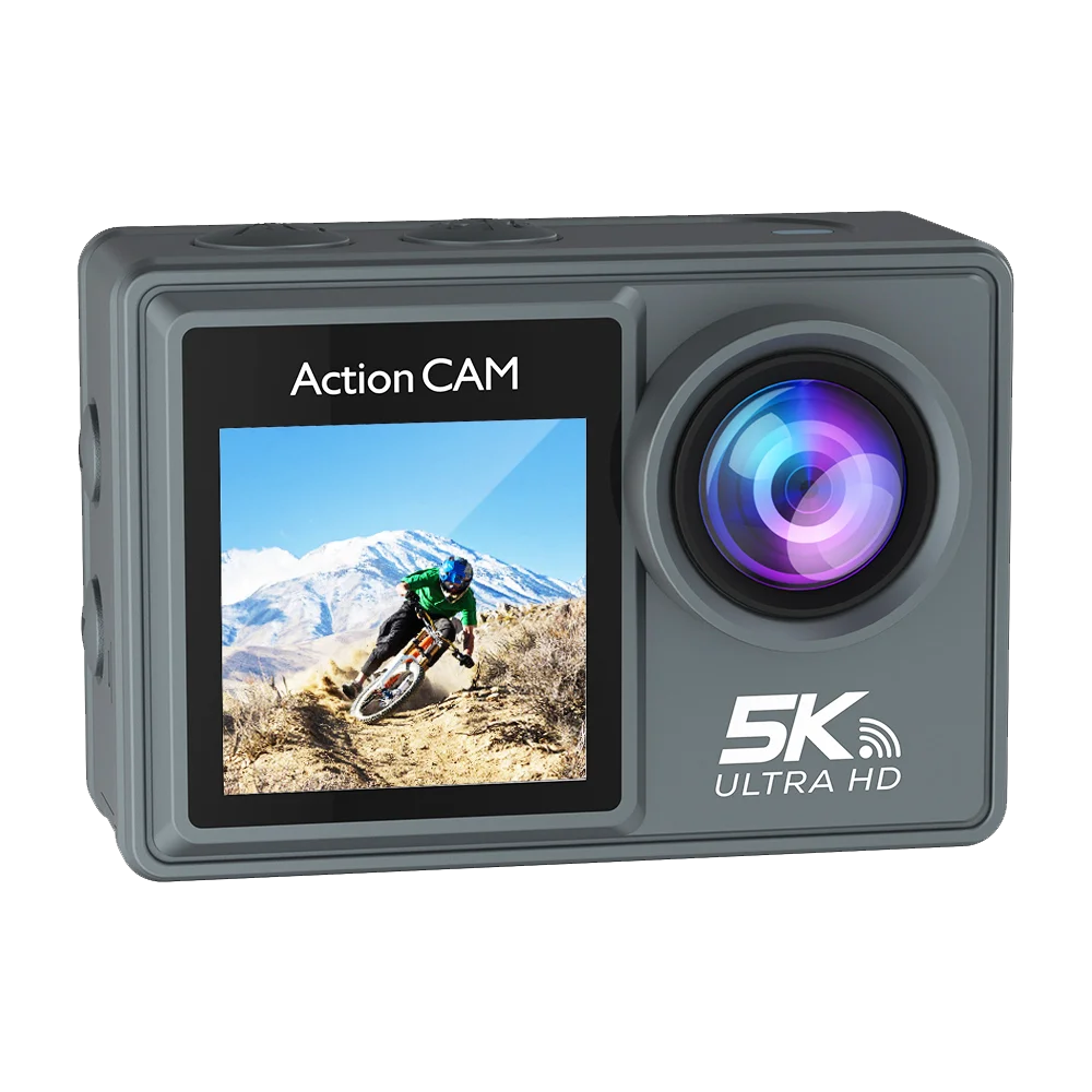 5K 4K60FPS Action Camera Dual IPS Touch LCD DVR EIS 170° 30M Waterproof 5X Zoom Sport Camera With Wireless Mic&Remote Control
