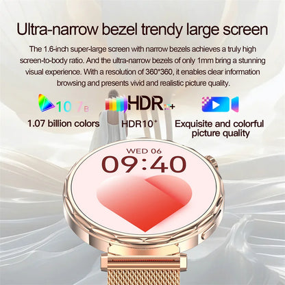 Fashion Women Bluetooth Call Smart Watch Watch AMOLED HD Screen Health Monitoring Waterproof Smartwatches 2025 New Android IOS