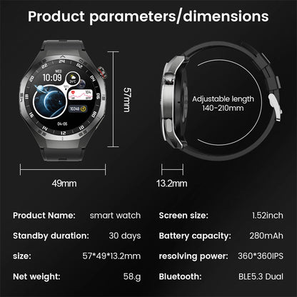 New GT5 Pro Sport Smart Watch Men HD AMOLED Screen GPS Motion Trajectory Heart Rate Bluetooth Call 1.52" NFC SmartWatch IP68+box