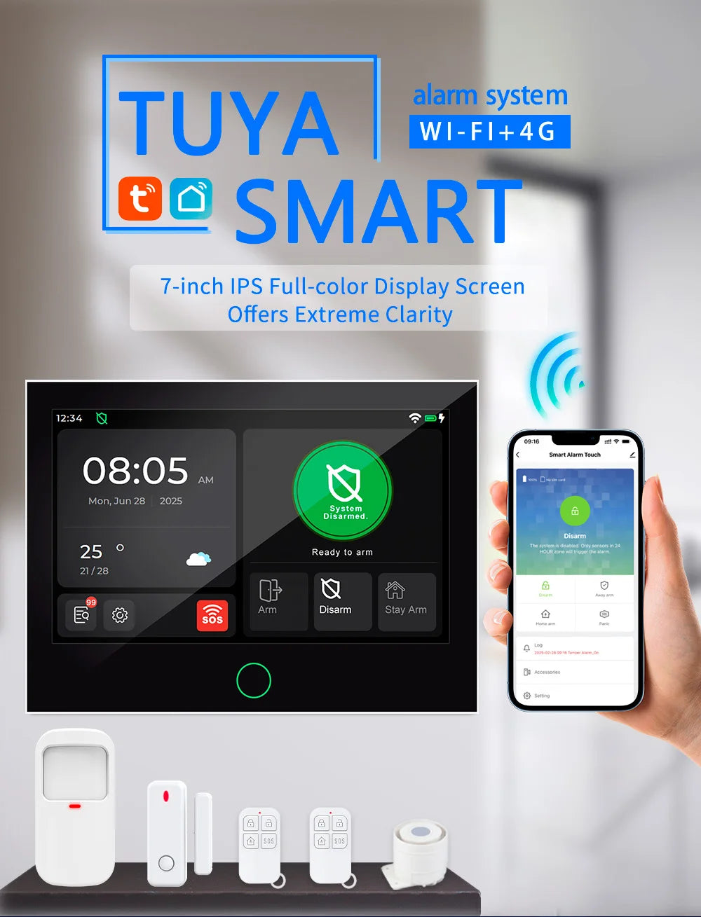 KERUI G70 4G Alarm Security System 7-inch Large IPS Touch Screen Home Alarm for House Security Protection Alexa Tuya Smart APP