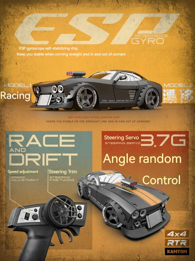 orange Kamtom 3299 1:32 Rc Car Upgrade Luminous Metal Servo Motor Car Dodgeboy Toy Car Professional Rc Drift Rc Stunt Car