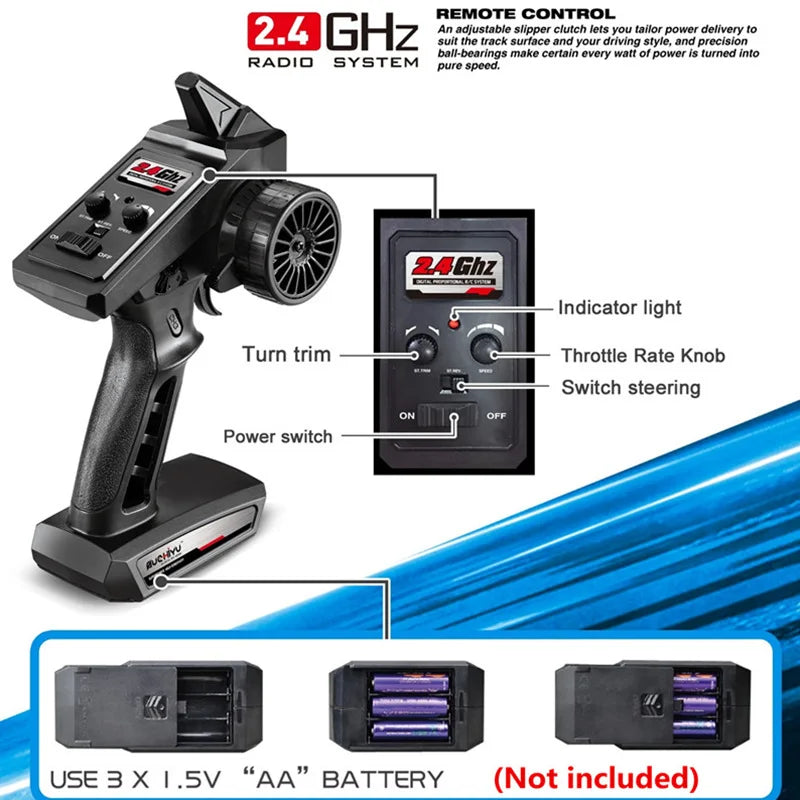 Top 16102 RC Cars 2.4G 390 Moter High Speed Racing With LED 4WD Drift Remote Control Off-Road 4x4 Truck Toys For Adults And Kids