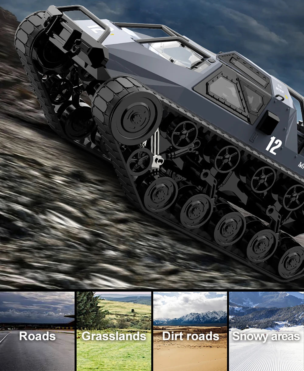 JJRC C8812 / C8812 MAX RC Car Full Scale Tracked Tank Simulation 2.4G Remote Control Car Drift LED Light Off-Road RC Toy As Gift