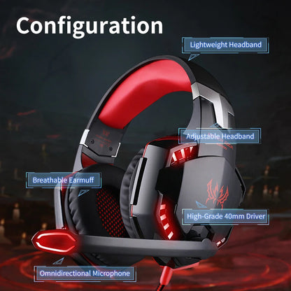 G2000 Gaming Headsets Big Headphones with Light Mic Stereo Earphones Deep Bass for PC Computer Gamer Laptop PS4 New X-BOX