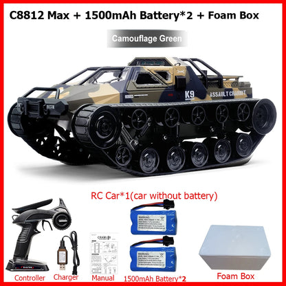 JJRC C8812 / C8812 MAX RC Car Full Scale Tracked Tank Simulation 2.4G Remote Control Car Drift LED Light Off-Road RC Toy As Gift