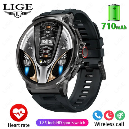 LIGE 1.85 Inch Smart Watch Men 710mAh Battery Long Standby Bluetooth Call Smartwatch New Fitness Watch Sport Tracker Andriod IOS