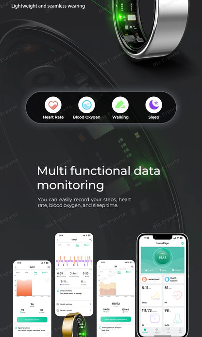 New Smart Ring 5ATM&IP68 Waterproof Rings Man Health Monitoring Heart Rate Sleep Monitor GPS Motion Sport Tracker Smartring 2025