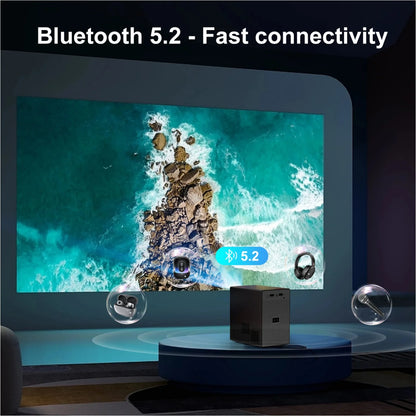 Outdoor Movie Projector for Home Theater WiFi & Bluetooth Native 1080P 8K Support up to 300'' Compatible with USB iOS Android