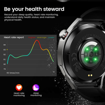 2025 New Smart Watch Men AMOLED Screen GPS Motion trajectory Heart Rate Bluetooth Calls SmartWatch Waterproof