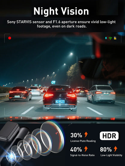 Dashcam for cars 4K UHD Recording Car Camera HDR Night Vision Video Recorder Builtin WiFi 24H Parking Monitoring car accessories