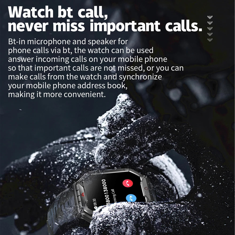 2.1 Inch AMOLED HD Screen Smartwatch Men Compass GPS Outdoor Sports Health Monitoring 1ATM Waterproof Bluetooth Call Smart watch