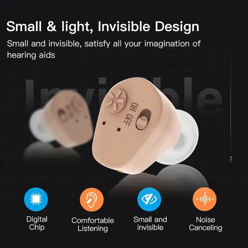 Noise-Reducing Hearing Aid Earphones Assistive Listening Earphones for the Deafness Behind Ear Adjustable Amplifier Speaker