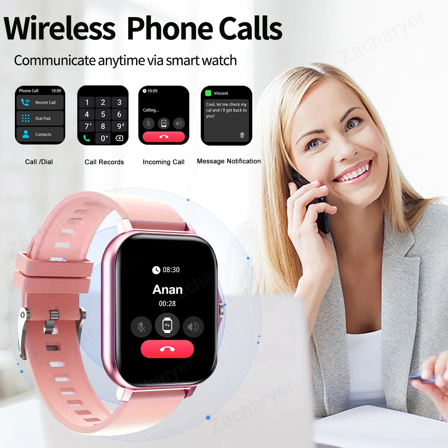 2025 Smart Watch, Sports Watch, Incoming Call Alert Multiple APP Alerts, Fashionable for Men and Women, iPhone/Andriod