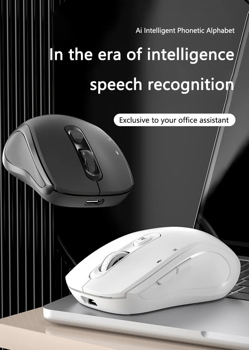 Intelligent Mouse Wireless Bluetooth Dual Mode Mute Rechargeable Mouse Voice Typing Translation Writing Office Universal