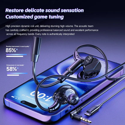 E-Sports Gaming Headset 7.1 Surround Sound Hifi Stereo Wired headphones 3.5mm/Type-C In-Ear dual Mic PUBG Gaming Earphone Earbud