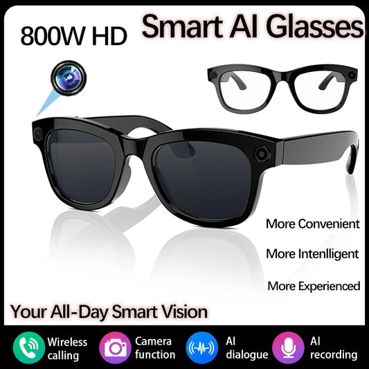 2025 New 800w HD Smart Glasses UV Protective Voice Assistant Touch Control Hands-Free Sound Surround Local Music Smart Glasses