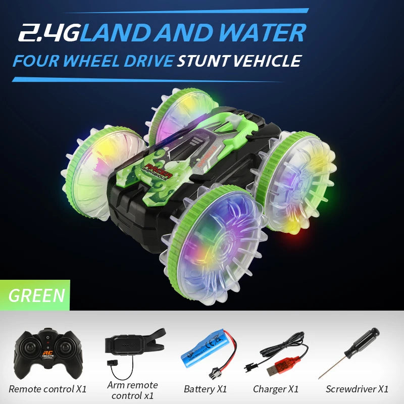 New RC Stunt Amphibious Stunt Off-road Electric Remote Control Vehicle Double-sided Tumbling Car Children's Lighting Toys Gifts