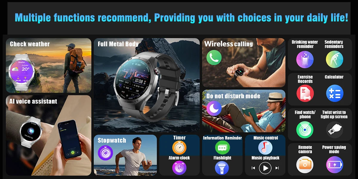 2025 New Smart Watch Men AMOLED Screen GPS Motion trajectory Heart Rate Bluetooth Calls SmartWatch Waterproof