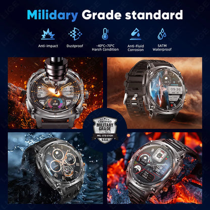 LIGE NEW Smart Watch Men 800mAh Large Battery Bluetooth Call IP67 Waterproof Smartwatch 100+Sport Health Monitor Smartwatches