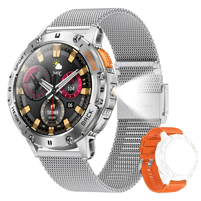 LIGE New AMOLED Smart Watch Men with Flashlight Sports Waterproof Fitness Tracker Bluetooth Call Smartwatch Man For Android ios